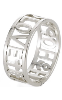 Кольцо, материал сталь, 19 размер (американский 9), надпись "Faith Hope Love", цвет "серебро", металлик