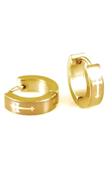Сережки круглые "крестик" (пара, 2 шт), цвет "золото", диаметр 1 см