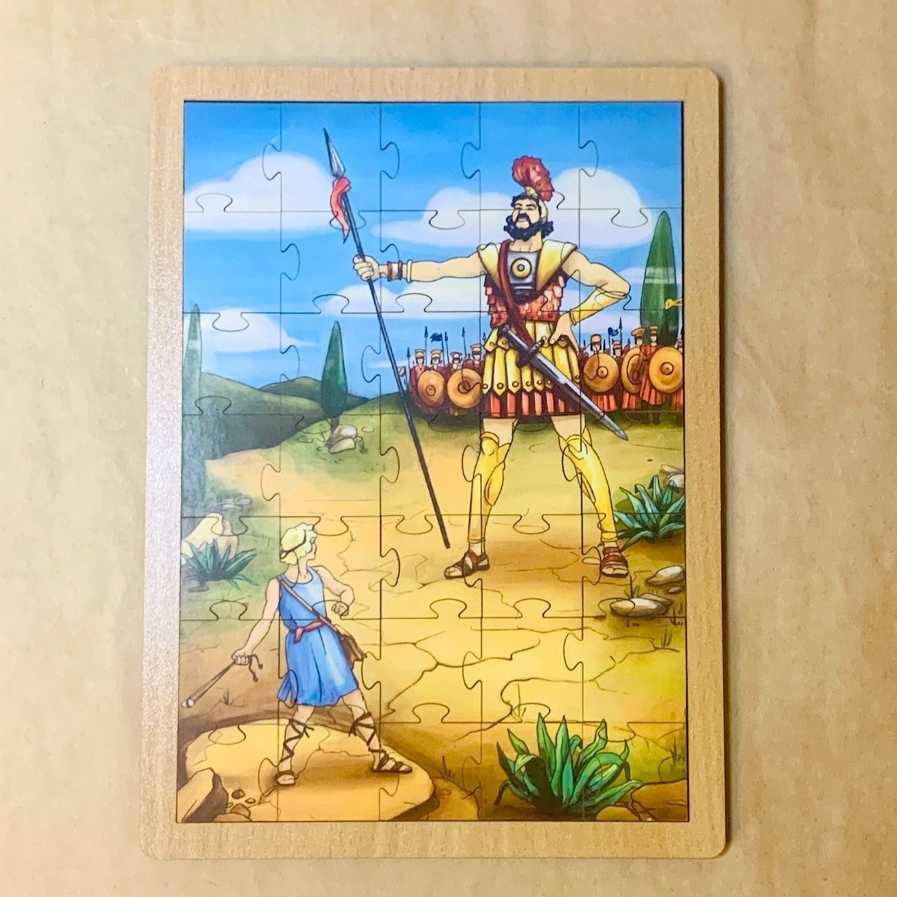 Пазл деревянный "Давид и Голиаф", размер в собранном виде 150*210 мм, 35  пазлов, для детей 3+