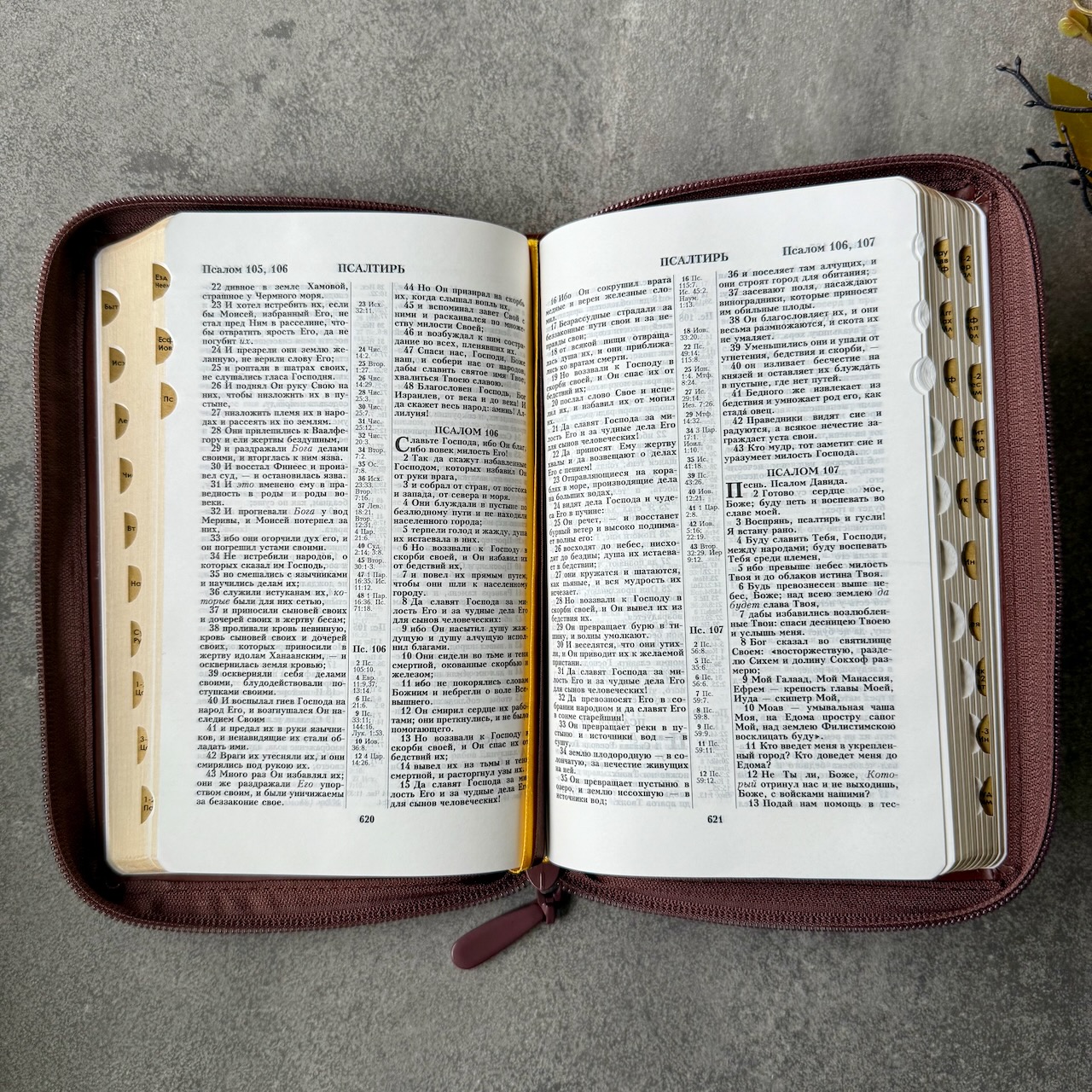 Библия 048 zti код 25048-25  дизайн "термо штамп руки молящегося", кожаный переплет на молнии с индексами, цвет коричневый, формат 125*195 мм