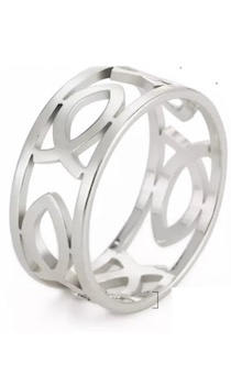 Кольцо Рыбки по периметру, материал сталь, 19 размер, цвет "серебро"