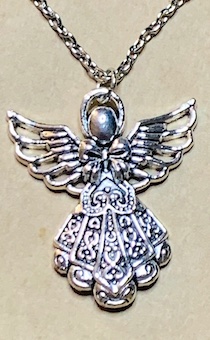 Кулон металлический Ангел-Хранитель, формат 39*42 мм на металлической цепочке (45 см ), цвет серебро