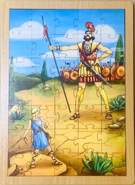 Пазл деревянный "Давид и Голиаф", размер в собранном виде 150*210 мм, 35  пазлов, для детей 3+