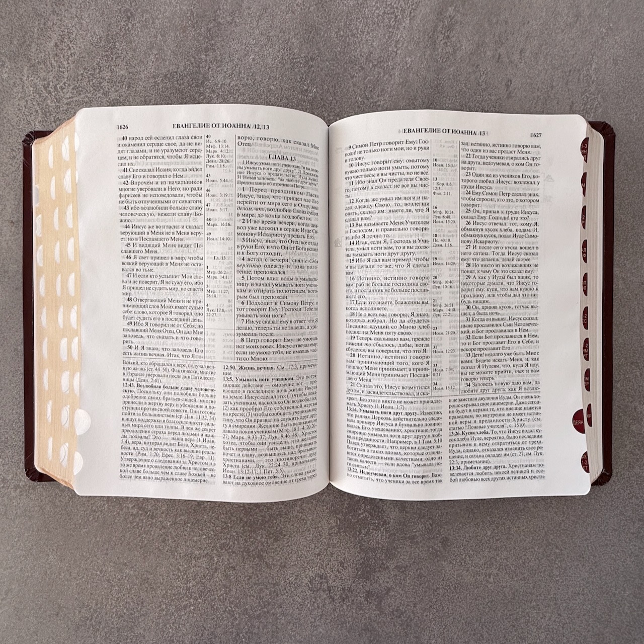 Библия с комментариями "Полноценная жизнь" 065TI, код 25065-13, кожаный переплет, две закладки, цвет коричневый с оттенком бордо глянец, цветные карты