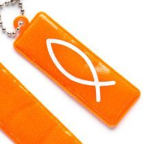 Брелок светоотражающий (фликер) прямоугольный "Рыбка" цвет оранжевый