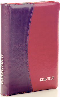 БИБЛИЯ 046DTzti формат, переплет из искусственной кожи на молнии с индексами, надпись серебром "Библия", цвет бордо/вишня, средний формат, 132*182 мм, цветные карты, шрифт 12 кегель