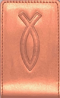 Визитница, подходит для банковских и скидочных карт (натуральная кожа),  термо штамп РЫБКА, можно использовать для банковских карт и проездных, размер 11,7*6,7 см, цвет розовый металлик