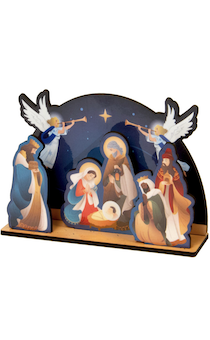Настольный деревянный 3Д сувенир "С Рождеством Христовым!" №3 детский, размер 14,5*21 см