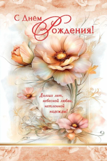 Открытка  средняя поздравительная "С днем рождения! Долгих лет, небесной любви, нетленной надежды!" 191119
