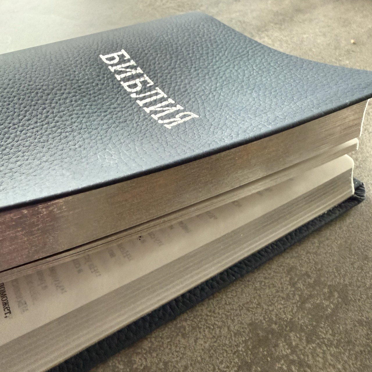 Библия в современном русском переводе 061. под редакцией Кулакова. Кожаный переплет, серебряные страницы, цвет темно-синий