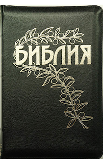 Библия Геце "с оливковой ветвью" 063z формат  (145*215 мм), чуть больше среднего  (прошитая), цвет черный, кожаный переплет на молнии, золотые страницы, код 11671 (11673)