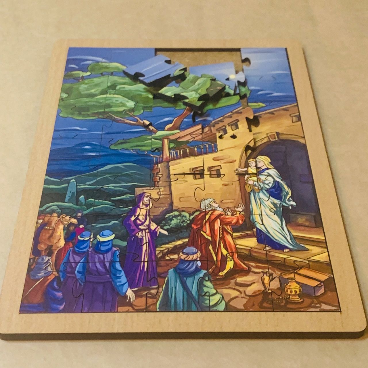 Пазл деревянный "Поклонение мудрецов", размер в собранном виде 150*210 мм, 35  пазлов, для детей 3+