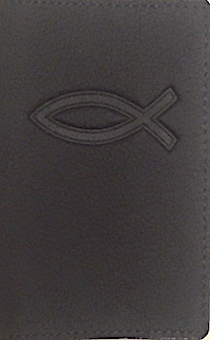 Обложка для паспорта (натуральная цветная кожа), "Рыбка" термопечать, цвет черный матовый