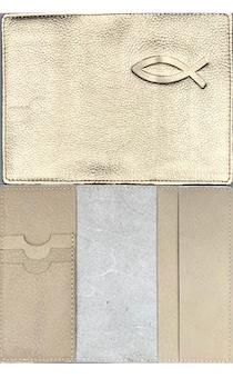 Обложка для паспорта "Бизнес", цвет золотисто-пятнистый (натуральная цветная кожа) , "Рыбка" 