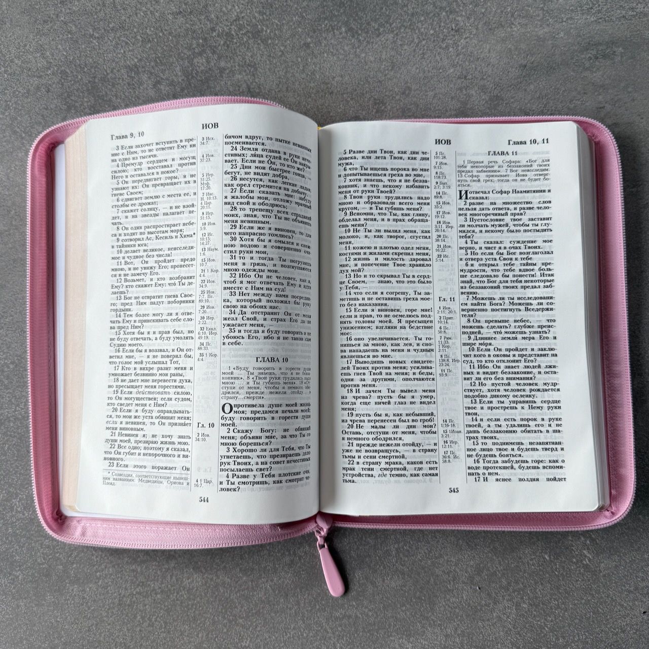  Дисконт Не прошита одна сторона внизу, где молния около 2,5 см. Библия 076z код 25076-43, дизайн "Библия с вензелем" переплет из эко кожи на молнии,  цвет розовый, размер 170x240 мм