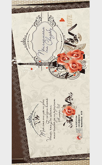 Пригласительный на свадьбу с разворотом и блестками 8,5х24см -Приглашаем на Свадьбу №6