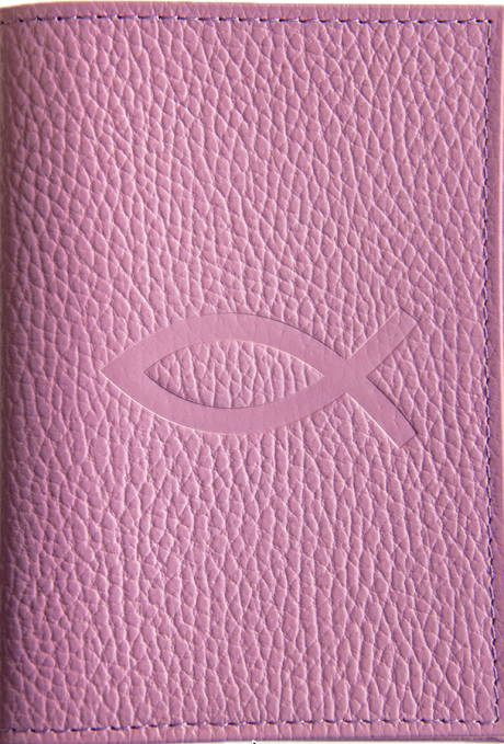 Обложка для паспорта (натуральная цветная кожа) , "Рыбка"  термопечать, цвет сиреневый