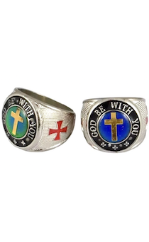 Перстень "Крест", надпись "GOD be with you" (Бог с тобой), меняет цвет от температуры, материал сталь, размер 24