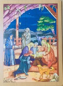 Пазл  деревянный "Поклонение пастухов", размер в собранном виде 150*210 мм, 35  пазлов, для детей 3+