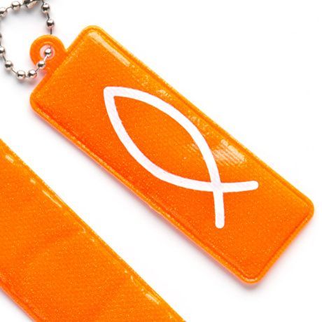 Брелок светоотражающий (фликер) прямоугольный "Рыбка" цвет оранжевый