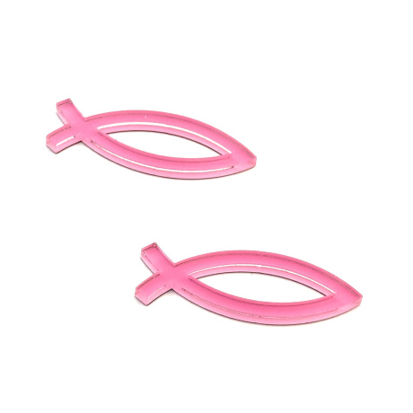 Наклейка "Рыбка" пластик 4,5*1,5 см, толщина 3мм, цвет розовый