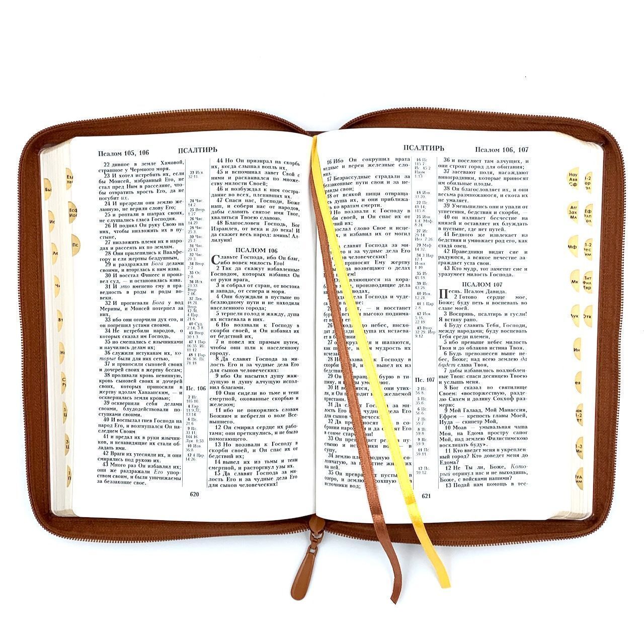 Библия 076zti код 23076-14, дизайн "руки молящегося", кожаный переплет на молнии с индексами, цвет светло-коричневый с прожилками, размер 180x243 мм