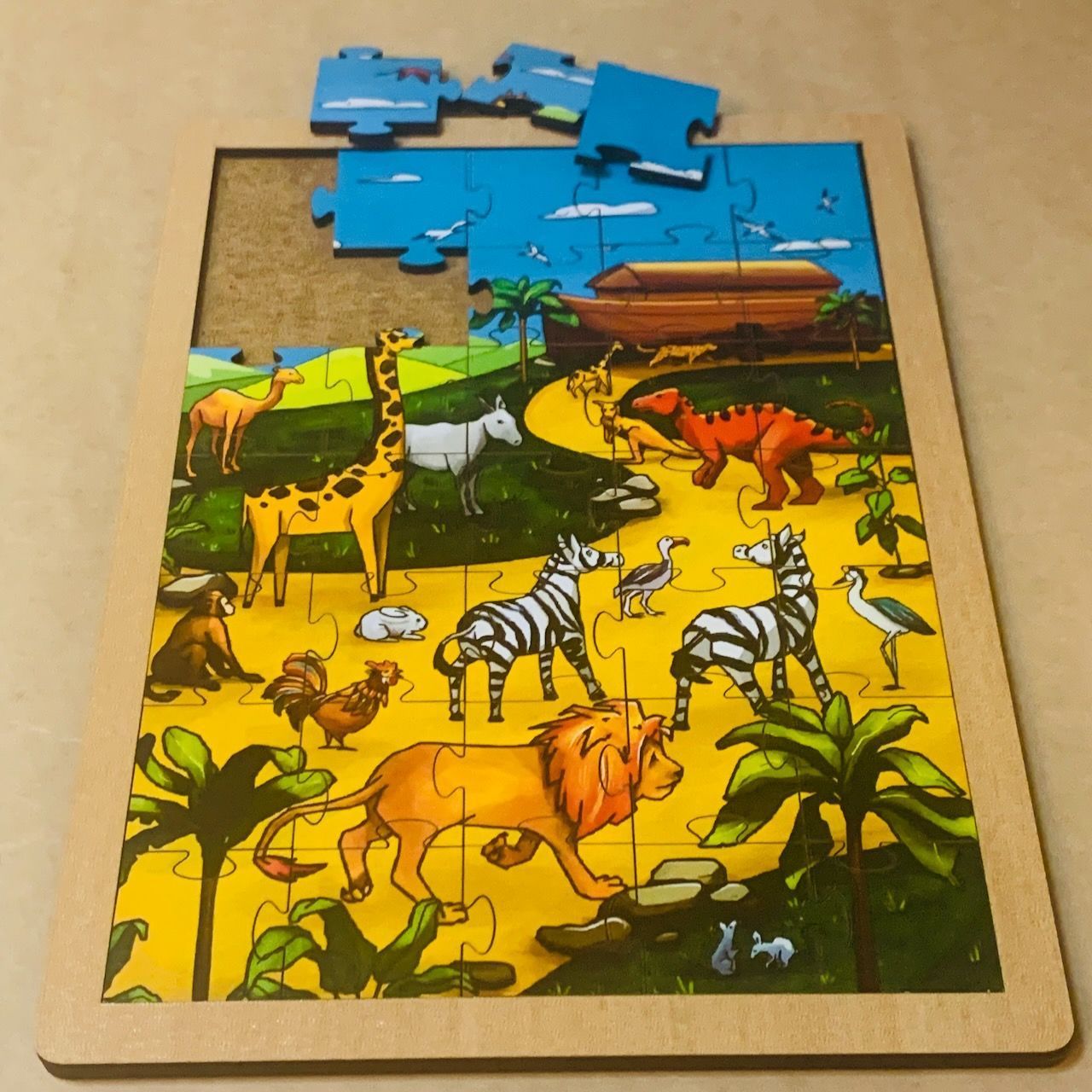 Пазл деревянный "Ноев ковчег", размер в собранном виде 150*210 мм, 35  пазлов, для детей 3+
