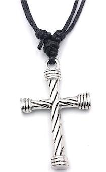 Кулон металлический Крест обвитый большой, размер 30*52 мм, цвет "Серебро" на универсальном шнурочке размер регулируется от 23 до 46 см