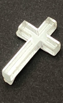 Наклейка "Крест" пластик 2*1,2 см, толщина 3мм, цвет серебро
