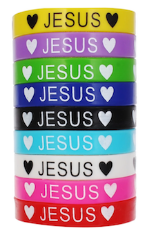 Браслет силиконовый с надписью " ♥ JESUS  ♥", цвет черный